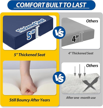 AAAAAcessories Outdoor Seat Cushions for Chairs, Fade-Resistant, Waterproof Patio Furniture Replacement Cushions, 23.5" x 25.5" x 5" + 23.5" x 19", Navy Blue
