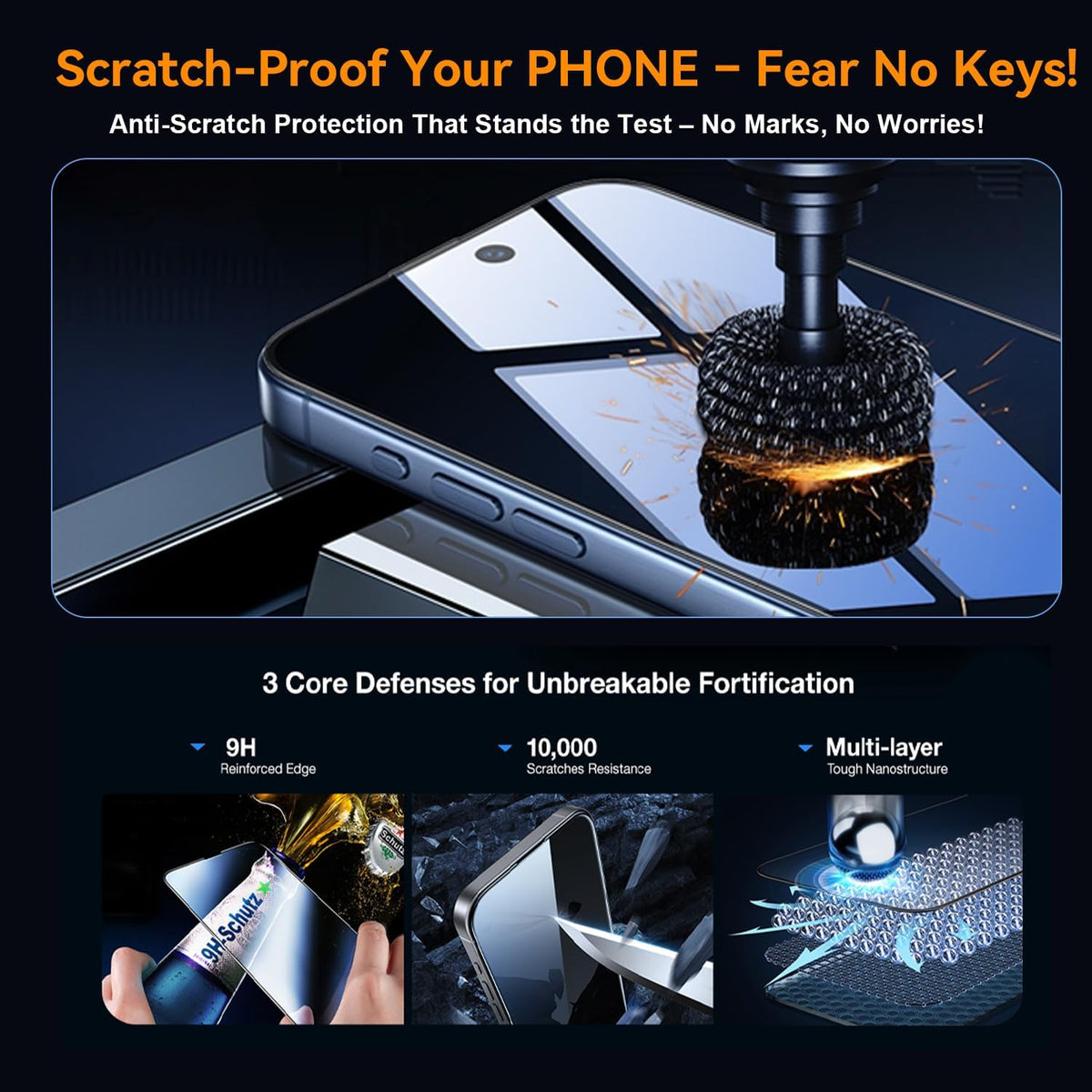 OneFish Screen Protector for iphone 11 Pro/X/Xs, 9H Hardness Glass Scratch Resistant HD Clarity Tempered Glass Film with Installation Frame Shatterproof Bubble Free Easy Installation,2Pack.