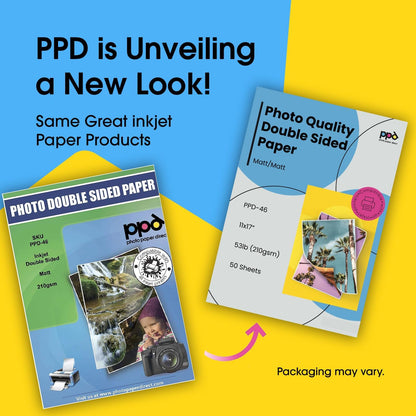 PPD Double Sided Photo Paper, Matte Brochure Paper 11 x 17 for Inkjet Printer, 210 gsm, 9 mil Tabloid Size for Magazine, Flyer, Presentation, Program, Instant Dry & Water Resistant (50 Sheets)