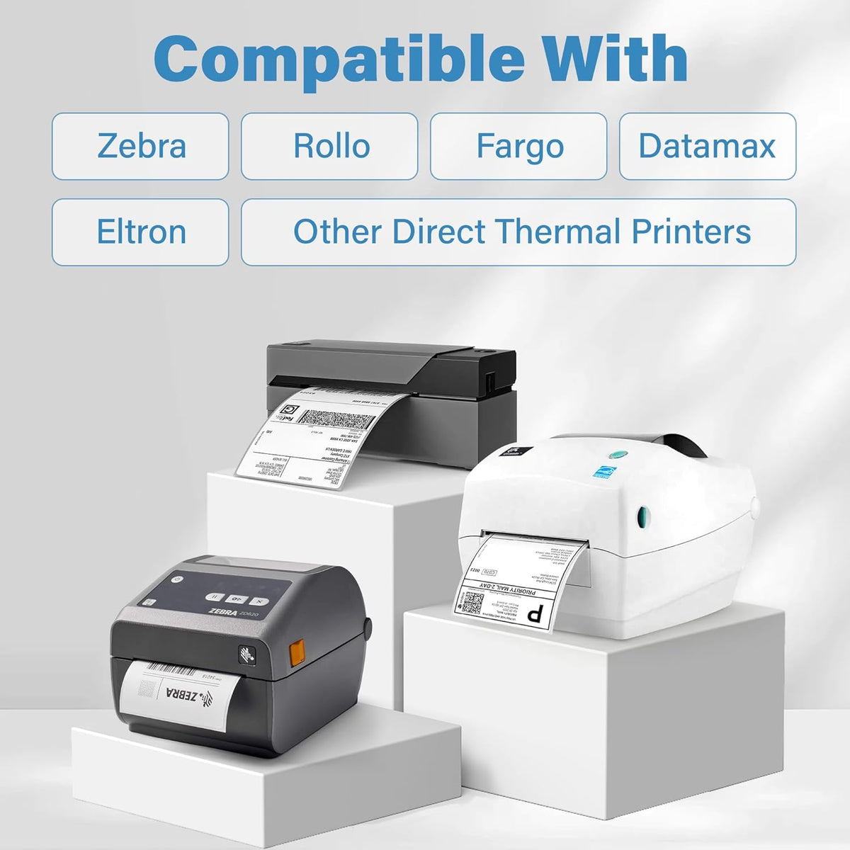 LotFancy 4x6 Thermal Labels, 2000 Shipping Labels, Perforated, White Postage Mailing Labels Compatible with Zebra, Rollo, Elton Thermal Printer, Permanent Adhesive