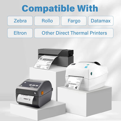 LotFancy 4x6 Thermal Labels, 2000 Shipping Labels, Perforated, White Postage Mailing Labels Compatible with Zebra, Rollo, Elton Thermal Printer, Permanent Adhesive