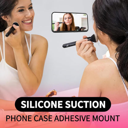 ZYCCER Double Sided Silicone Suction Phone Holder Mount,Compatible with iPhone and Android Cases Hands-Free Mirror Shower Phone Mount Strong Grip Holder (White, Single Sided 1PCS)