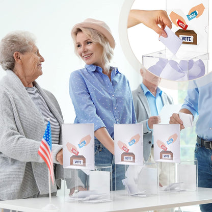 Bucherry 6 Pcs Acrylic Donation Box with Slot, 5.9 x 5 x 5 Inches Clear Ballot Suggestion Raffle Ticket Box with Sign for Fundraising, Raffle, Collecting, Donating, Voting