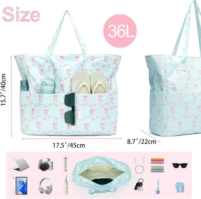 Bluboon Waterproof Beach Tote Pool Bags for Women Ladies Extra Large Carry On Bag With Wet Compartment for Weekender Travel