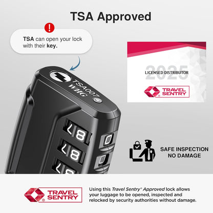 Puroma 2 Pack TSA Approved Luggage Locks, 4 Digit Combination Travel Locks Resettable Code Lock with Zinc Alloy Body for Suitcase, Toolbox, Backpack, Bag, Gym Locker (Black)