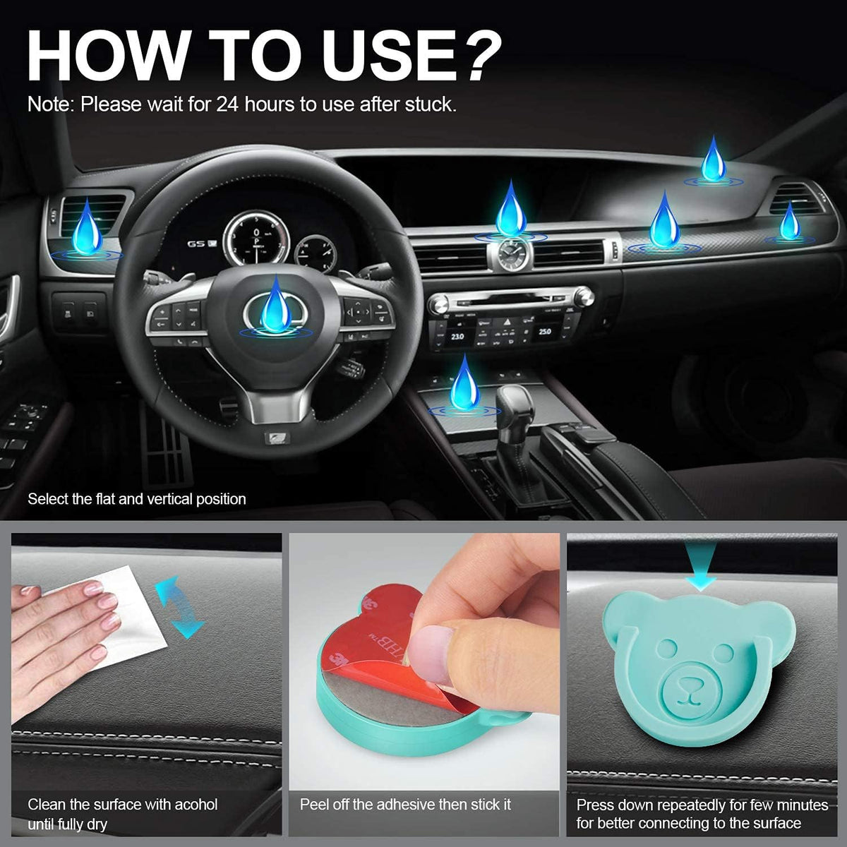 TOPGO Socket Car Mount for Phone Holder Cute Bear Style Silicone Grip Stand with Phone line Clasp for Collapsible Socket User Used on Dashboard, Home, Office, Kitchen, Desk, Wall (Color) 3 Pack
