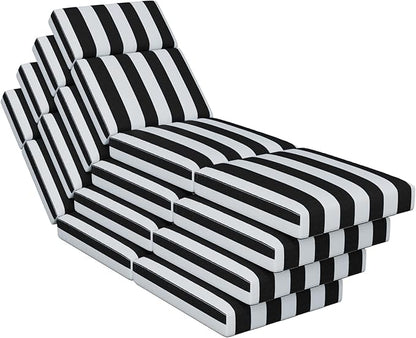 4 Pcs Chaise Lounge Cushions Outdoor, 72 x 21 x 4 Inch Lounge Chair Cushions for Outdoor Furniture - Waterproof Lounge Patio Replacement Cushion, 4In Fade-Resistant ThickPatio Chaise Lounge Cushion