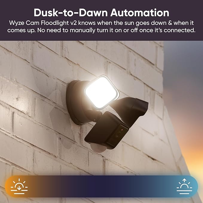 WYZE Floodlight Camera v2, Security Camera Outdoor, 2K HD with Color Night Vision, 2800-Lumen LEDs, 160° Wide View, 105dB Siren, Works with Alexa & Google Assistant, Wired, Free Expert Support