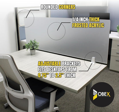 OBEX Clear Acrylic Desk Mounted Privacy Panel, 18" x 24", Clear