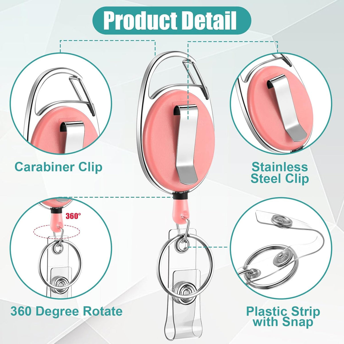 Honoson 40 Pcs Heavy Duty Retractable Badge Reels Batch ID Badge Holder Retractable Clip Bulk Key Holder with Ring for Office Worker Employee, Doctor Nurse Gifts (Vibrant Color)