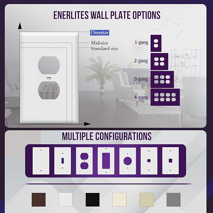 ENERLITES Jumbo Duplex Receptacle Outlet Wall Plate, Large Electrical Outlet