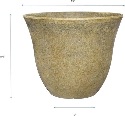 Classic Home and Garden Honeysuckle Planter, Patio Pot, 13" Fossil Stone (One Pack) (Pack of 4)