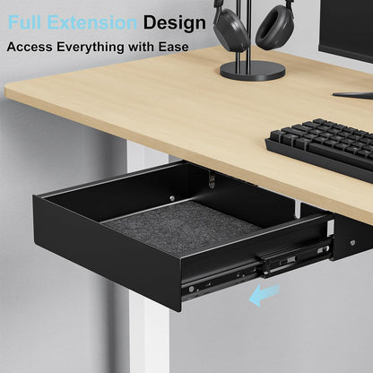 Under Desk Drawer, Pull-Out Storage Organizer with Full Extension Ball-Bearing Slides, Carbon Steel Undermount Drawer for Home Office Standing Desk, 11.9 inch,Black