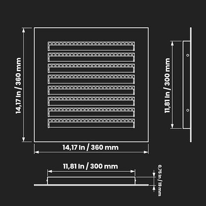 Repa Market 12" x 12" Inch (Inner Dimensions) Galvanized Steel Black Soffit Air Vent Cover - Louvered Square Gable Vent with Mesh Screen - Exhaust/Intake Ventilation Grill - Outdoor Metal Duct Grate