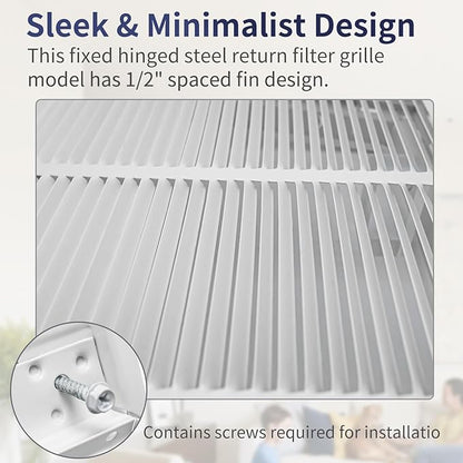 16"W x 14"H [Duct Opening Size] Steel Return Air Filter Grille - Removable Face/Door for 1 inch Filters -HVAC Vent Cover Grill - White [Outer Dimensions: 18 5/8"W X 16 5/8"H]