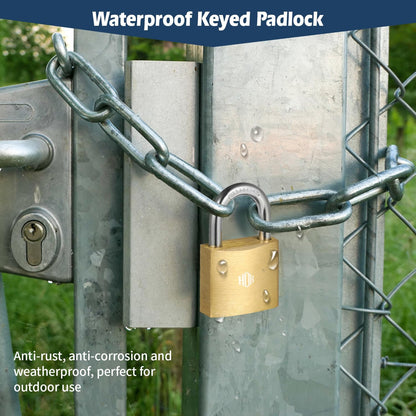 HOX 12-Pack Keyed Padlock, Waterproof and Rustproof, Solid Brass Lock with 1-1/4" Wide Body, Padlock with Keys for Storage Unit, Sheds, Garages and Fence