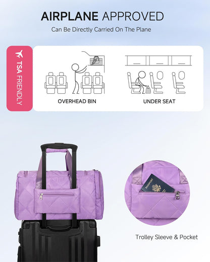 Birthday Gifts for Teen Girls Women, Initial Duffle Bag for Travel, Unique Weekender Bag with Toiletry Bag, Gym Bag with Wet Separation, Gift Idea for Christmas, Anniversary, Girls Weekend