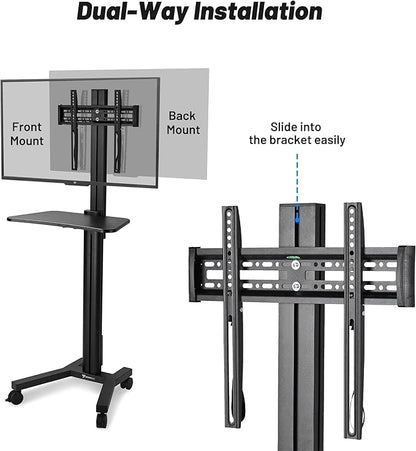 AW Rolling TV Stand Mobile TV Cart Height Adjustable