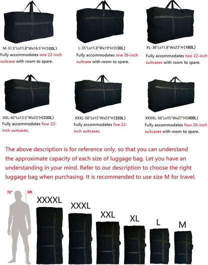 Extra Large Storage Duffle Bag with Zippers and Handles, Big Foldable Duffle Bag for Travel