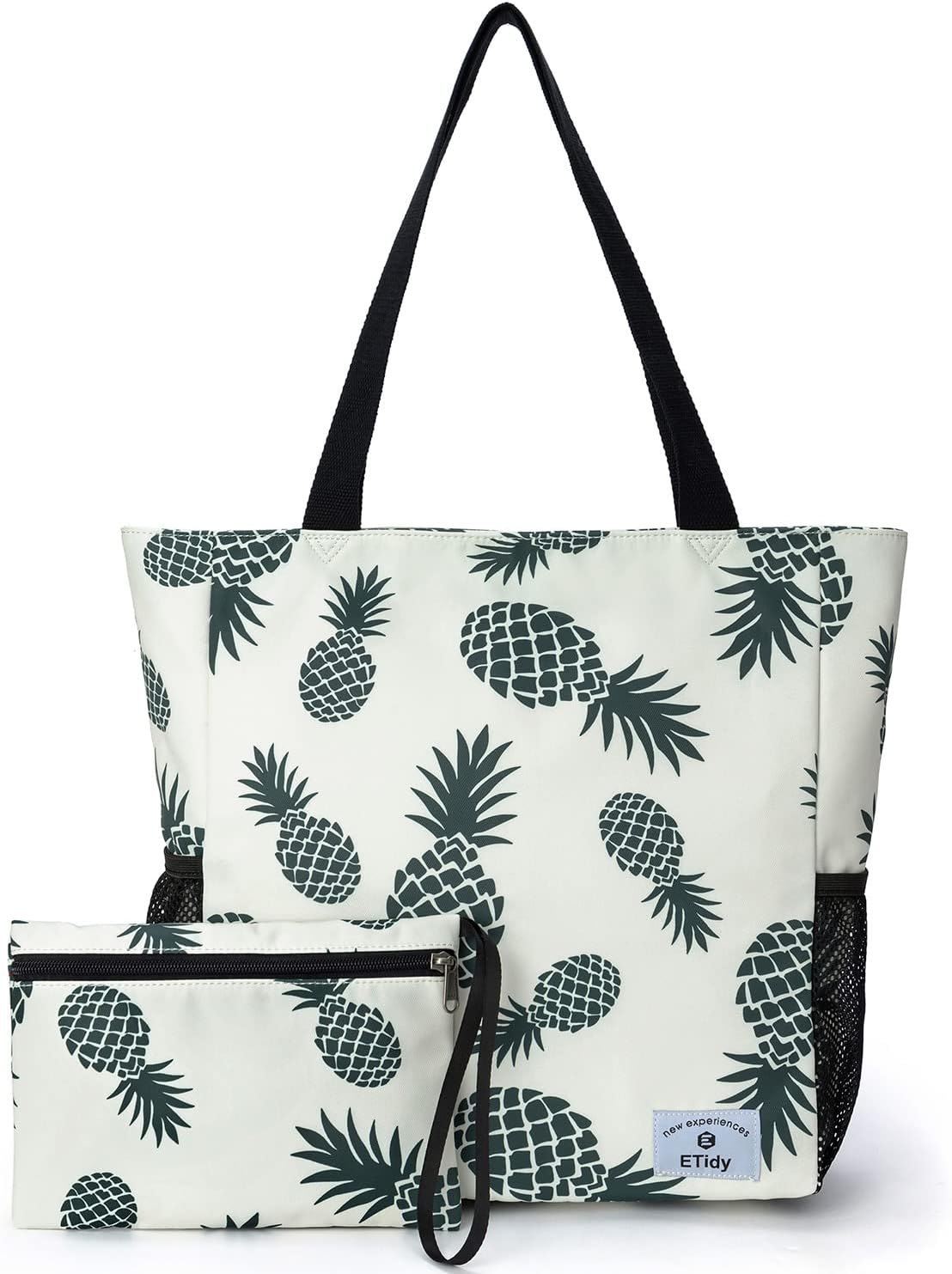 ETidy Large Capacity Foldable Tote Bag With Zipper Water-resistant SandproofWomen Beach Bag Handbag GymBag Travel ShoppingBag