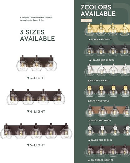METWET Bathroom Light Fixtures Over Mirror, 5-Light Oil Rubbed Bronze Bathroom
