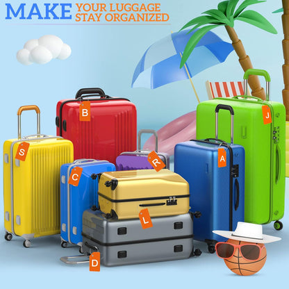 8 Pcs Initial Letter A-Z Luggage Tags Silicone Suitcase Instrument Tag with Name Card and Stainless Steel Loop(Letter K,Orange)