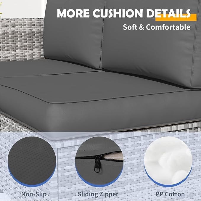 Amopatio Outdoor Patio Sofa Replacement Cushion Set – Waterproof Thick Seat Cushions，Machine-Washable Covers (Dark Grey)