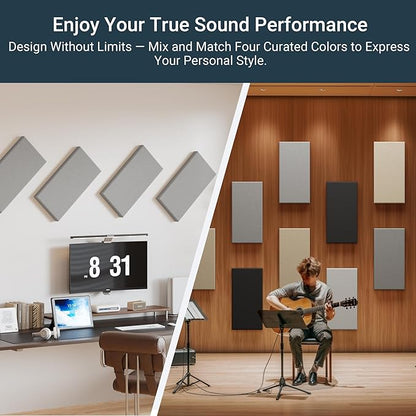 4 Pack High-Density Core with Fabric Cover Acoustic Panels – 24×12×2 In