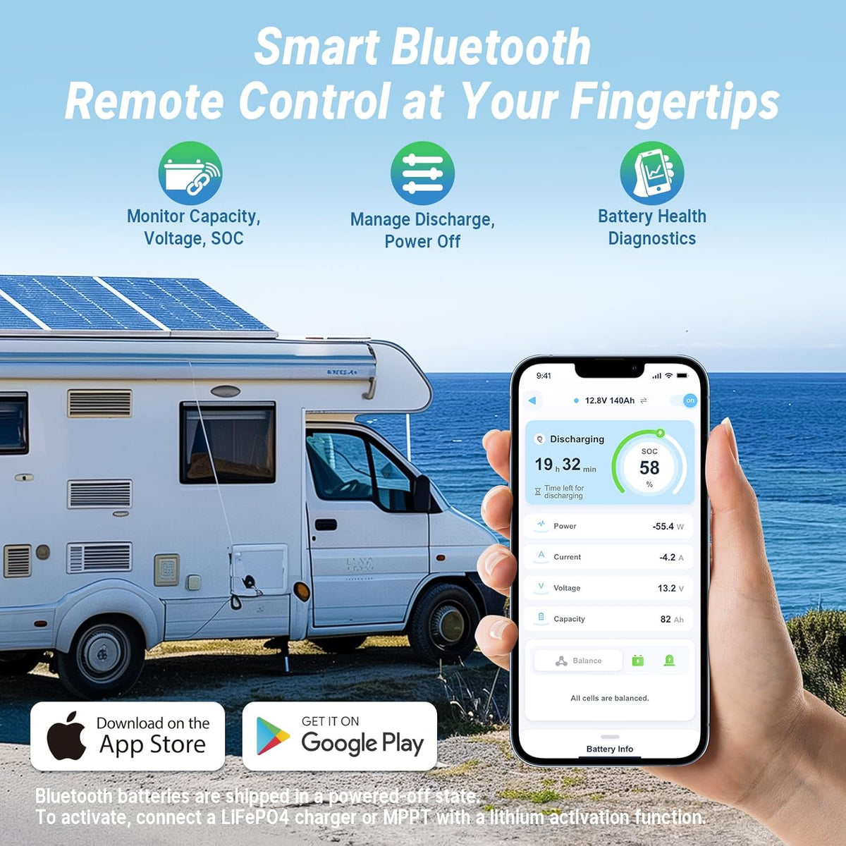 Redodo Smart Bluetooth 12V 140Ah LiFePO4 Battery, Group31 Lithium Battery, 10 Years Lifetime, 150A BMS, Real-Time Monitoring, Perfect for RVs, Marine, Boat, Solar and Off Grid