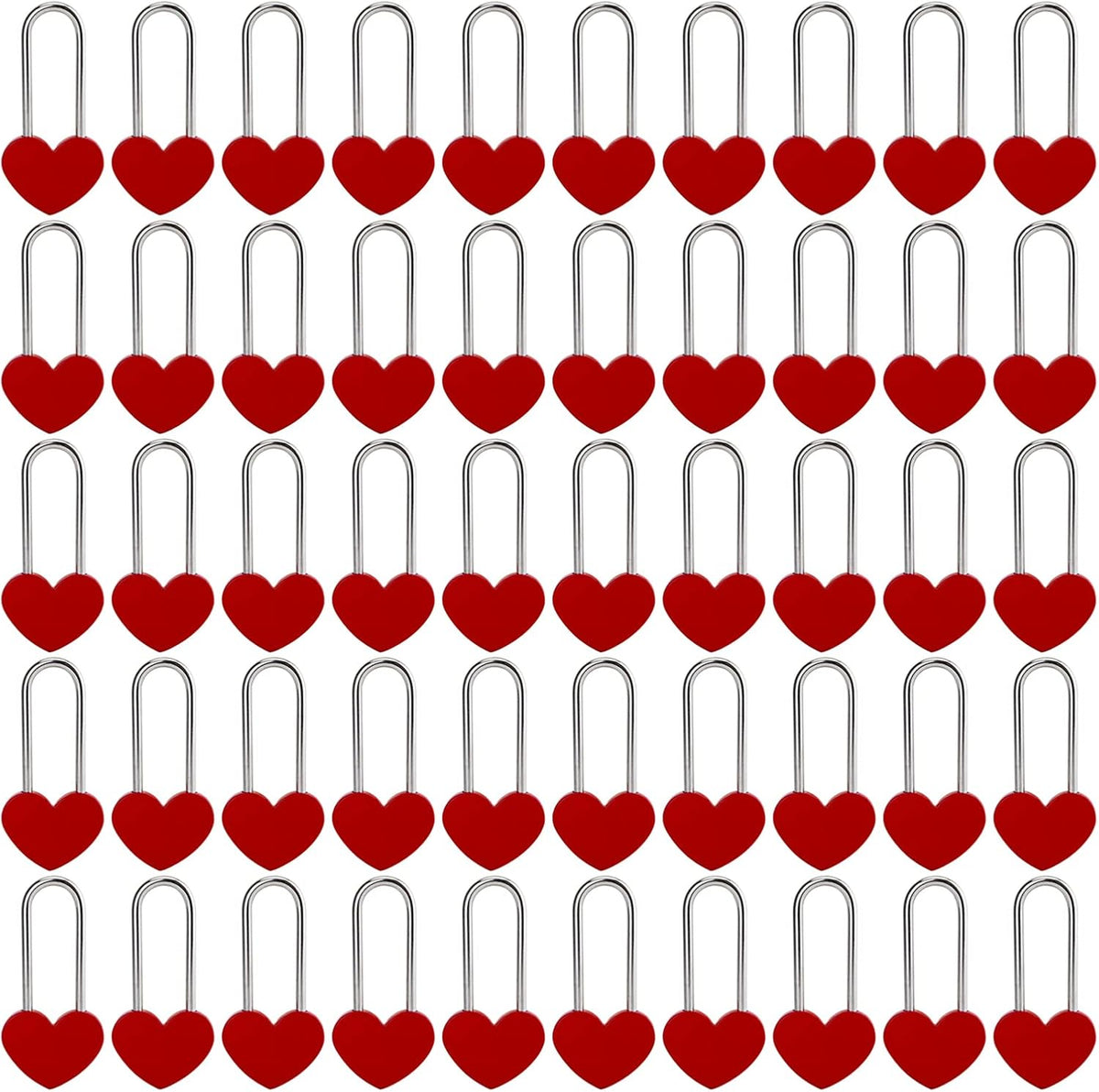 50PCS 3.5" 50mm Love Lock Heart Padlock,Red Single Heart Wish Lock for Lovers Wedding,Valentines,Anniversary,Travel(NO Key)