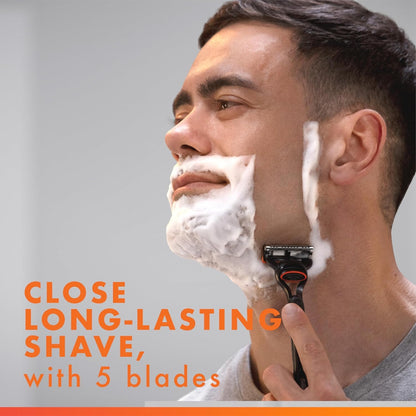 Gillette Fusion5 Razors for Men, 1 Razor, 4 Blade Refills, Lubrastrip for a More Comfortable Shave