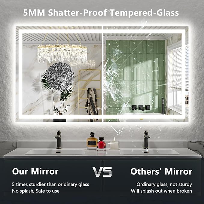 YEELAIT 68x36 Inch LED Bathroom Mirror