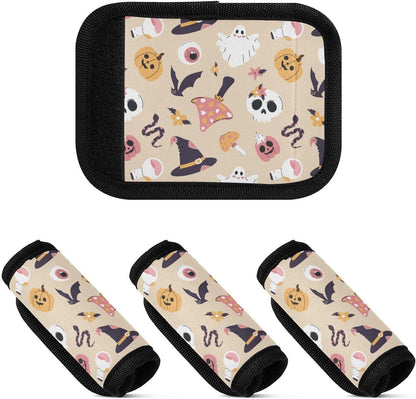 Halloween Pink Ghost Mushroom Pumpkin 4 Pack Luggage Handle Wraps Covers for Suitcase Identifiers Bag Tags Travel Accessories