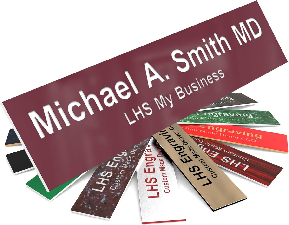 Engraved Custom Door Plate Burgundy Plastic Office Door Sign with White Letters - Made in USA 2x8 B26