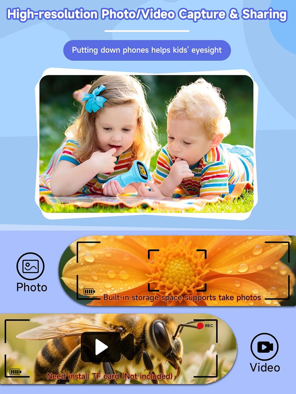 acoath kids handheld digital miniscope 1000x magnification portable 2.0 inch screen