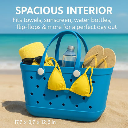 EVA Waterproof Beach Tote Bag-Large Sand Proof Tote with Handles for Women&Men|Lightweight Pool,Travel,Shopping Bag