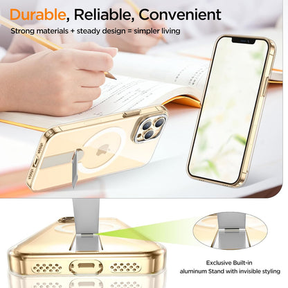 for iPhone 14 Pro Max Case with Kickstand, Compatible with MagSafe, [Invisible Stand] Anti-Slip Shockproof Military-Grade Protection, Magnetic Protective Phone Case for iPhone 14Pro Max, Clear