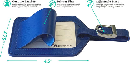 Personalized Monogrammed Cobalt Blue Leather RFID Passport Wallet and 2 Luggage Tags