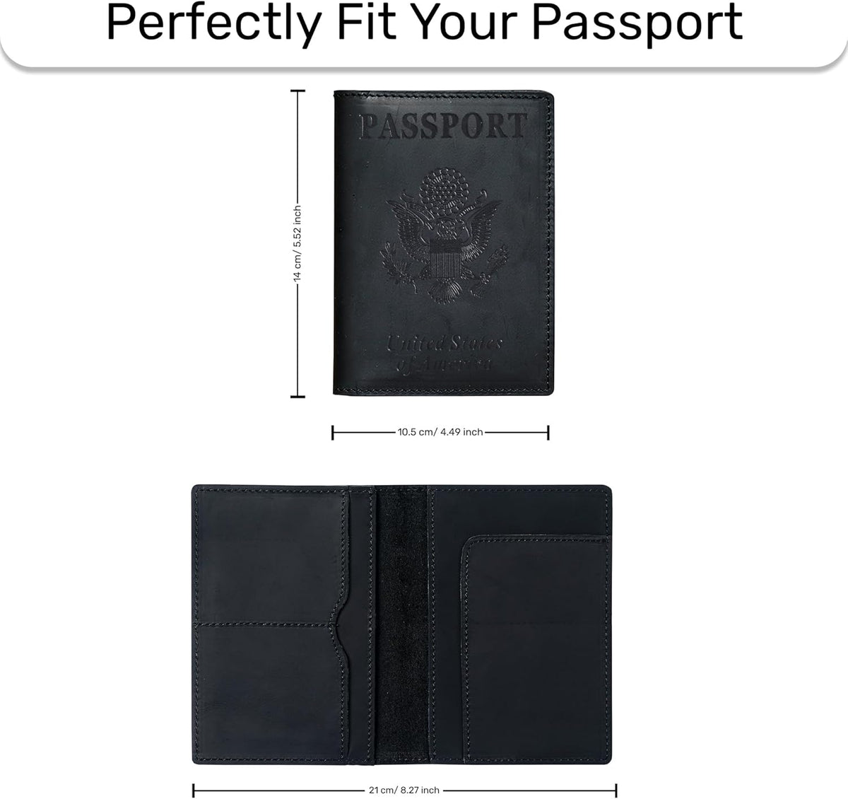 HIFA Leather Passport Holder, Handmade Passport Cover with Card and Ticket Slot - Genuine Leather, Elegant Design, Easy Access - Passport Case, Passport Wallet, Passport Holder