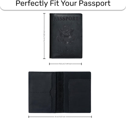 HIFA Leather Passport Holder, Handmade Passport Cover with Card and Ticket Slot - Genuine Leather, Elegant Design, Easy Access - Passport Case, Passport Wallet, Passport Holder