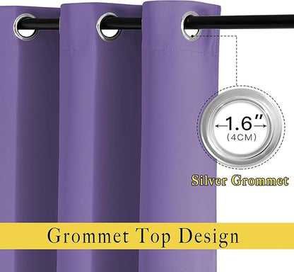 NICETOWN Bedroom Blackout Curtains and Drapes - Window Treatment Thermal Insulated Solid Grommet Blackout Draperies for Bedroom/Living Room (Lilac Purple, Set of 2, 80 by 84 Inch)