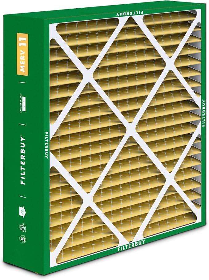 Filterbuy 24x25x5 Air Filter MERV 11 Superior Pet & Allergy Defense (3-Pack), Electrostatic Pleated HVAC AC Furnace Filters for Carrier FILXXCAR0024, Maytag & More (Actual Size: 23.63 x 24.69 x 4.25)