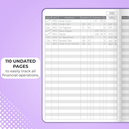 Clever Fox Check Register – Deluxe Checkbook Log with Check & Transaction Registers, Bank Account Register Booklets for Personal and Work Use, A5-sized Hardcover, Purple