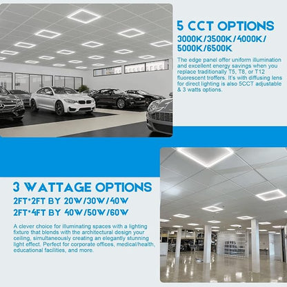 LED Energy Plus 2x2 FT Edge-Lit Frame LED Panel Lights, 5CCT Selectable