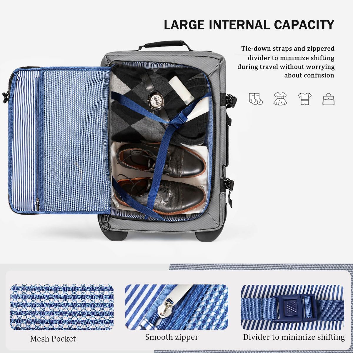 30'' Expandable Rolling Duffle Bag with Wheels,Expandable For Up to 15% More Space,Rolling Duffle Bag w/Handle,Carry on Luggage Travel Duffle Bags for Man Women#Grey