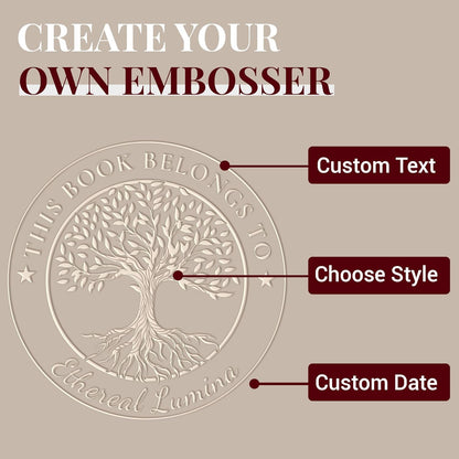 Easycosy Personalized Book Embosser | Custom Embosser & Stamps from The Library of | Book Stamp Personalized with Your Name & Choice Birthday Gifts for Book Lover(Tree 4)