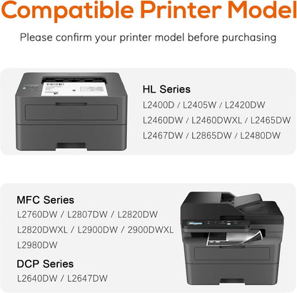 Compatible TN830XL Toner Replacement for Brother TN830XL TN830 XL Toner use with HL-L2460DW HL-L2405W HL-L2400D HL-L2480DW MFC-L2820DW MFC-L2760DW DCP-L2640DW MFC-L2900DW (Black,2 Pack)