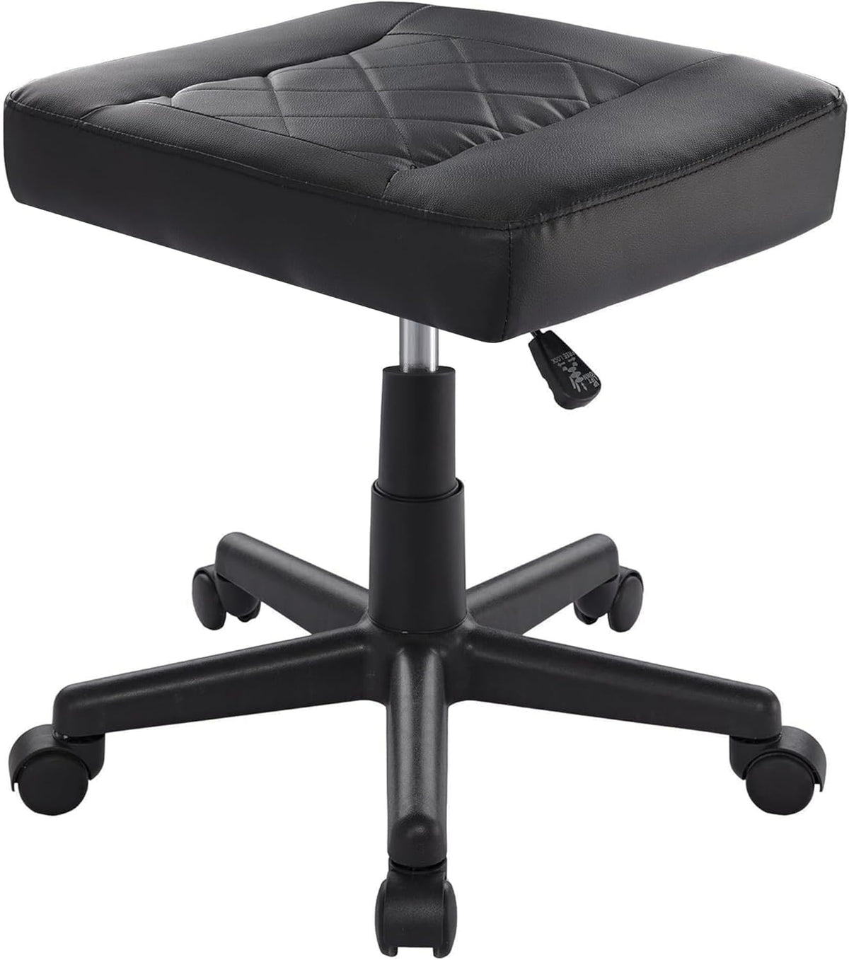 VECELO Under Desk Footrest, PU Ergonomic Foot Rest with Wheels, Comfort Padding, Height Adjustable for Relieving Leg Pain, Stiffness, Black
