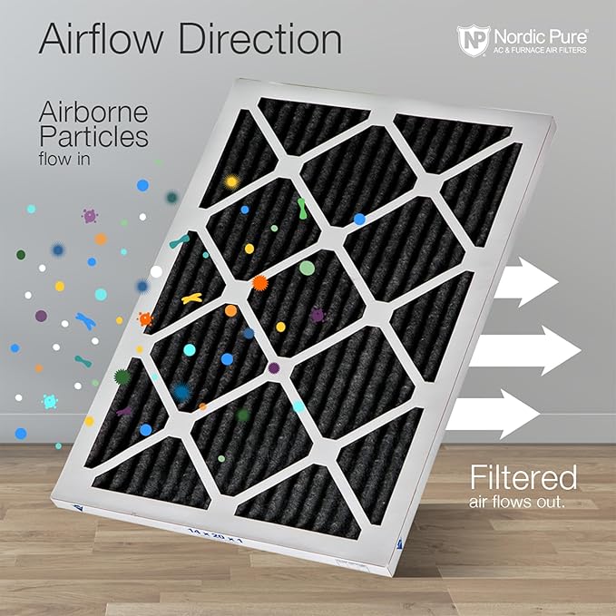 Nordic Pure 16x20x1 (Actual Size: 15 1/2 x 19 1/2 x 3/4) Pure Carbon Pleated Odor Reduction Furnace Air Filters 4 Pack