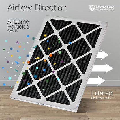 Nordic Pure 12x12x1 (Actual Size: 11 3/4 x 11 3/4 x 3/4) Pure Carbon Pleated Odor Reduction Furnace Air Filters 6 Pack